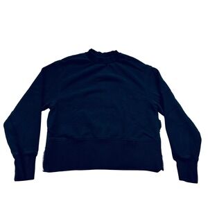 VARLEY Black Mock‎ Neck Zipper Detail Cropped Sweatshirt Pullover Size Small